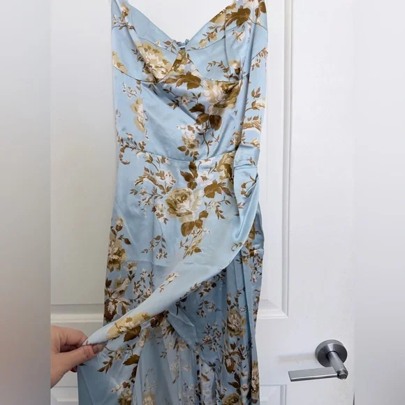 Reformation Marguerite Silk Dress Blue - Size 6 - Picture 7 of 8